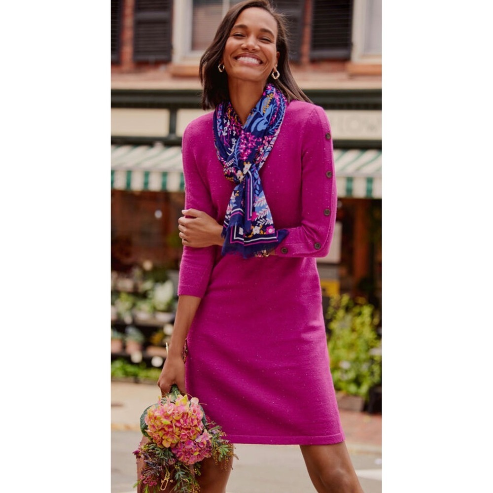 Talbots Magenta Kitty Tweed Sweater Dress, Medium